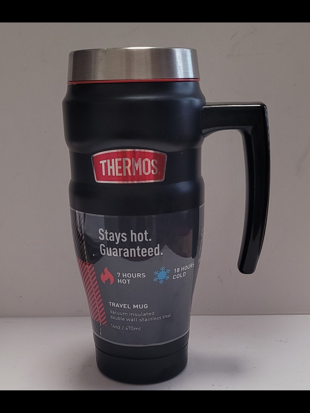Thermos Black & Stainless Steel Travel Mug - Stays Hot